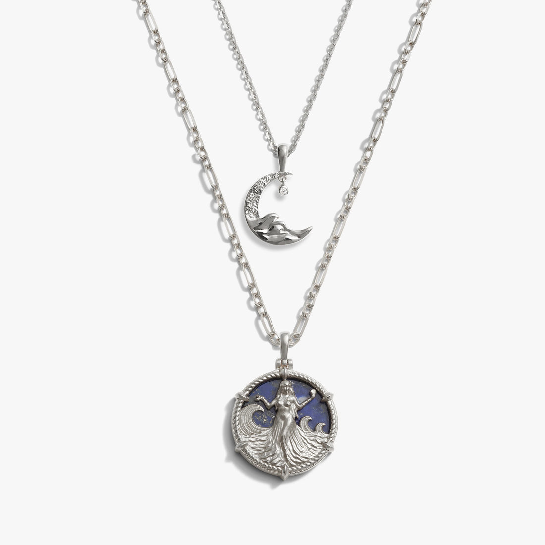 Awe Inspired Necklaces Sterling Silver Yemaya Ocean Tides Necklace Set