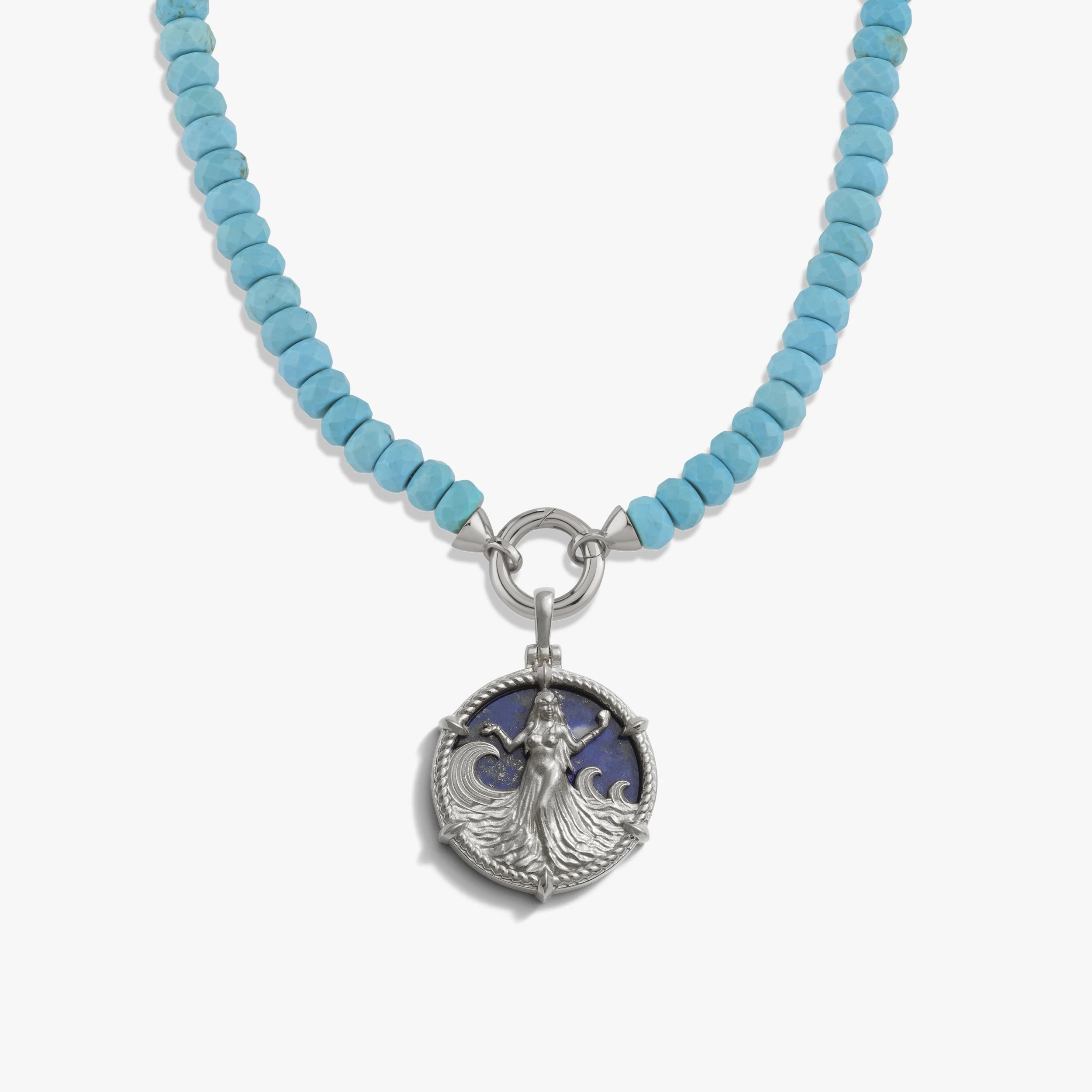 Awe Inspired Necklaces Sterling Silver Yemaya Turquoise Charm Necklace
