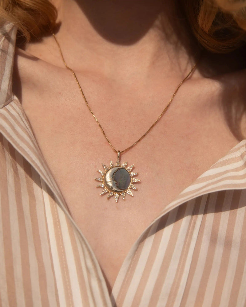 Awe Inspired Necklaces Sun & Moon Black Mother of Pearl Necklace