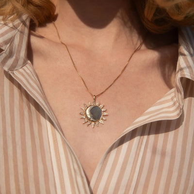 Awe Inspired Necklaces Sun & Moon Black Mother of Pearl Necklace