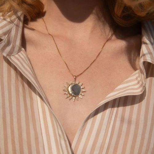 Awe Inspired  Necklaces Sun & Moon Black Mother of Pearl Necklace
