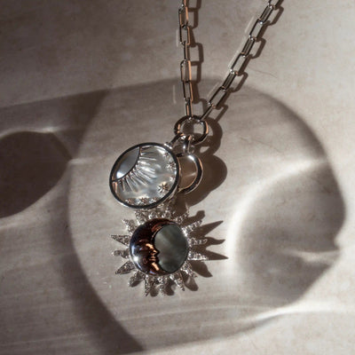 Awe Inspired Necklaces Sun & Moon Black Mother of Pearl Necklace