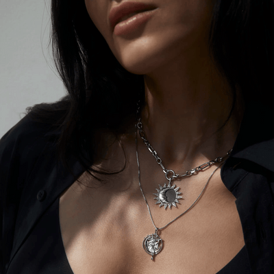 Awe Inspired Necklaces Sun & Moon Black Mother of Pearl Necklace