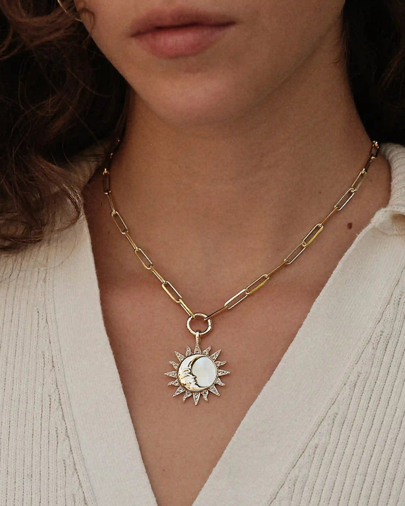 Awe Inspired Necklaces Sun & Moon Mother of Pearl Single Charm Necklace