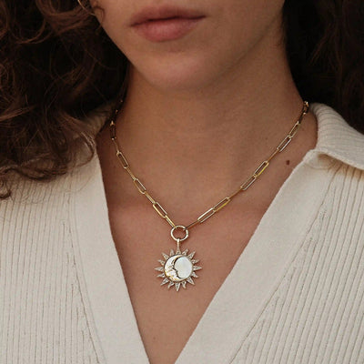 Awe Inspired Necklaces Sun & Moon Mother of Pearl Single Charm Necklace