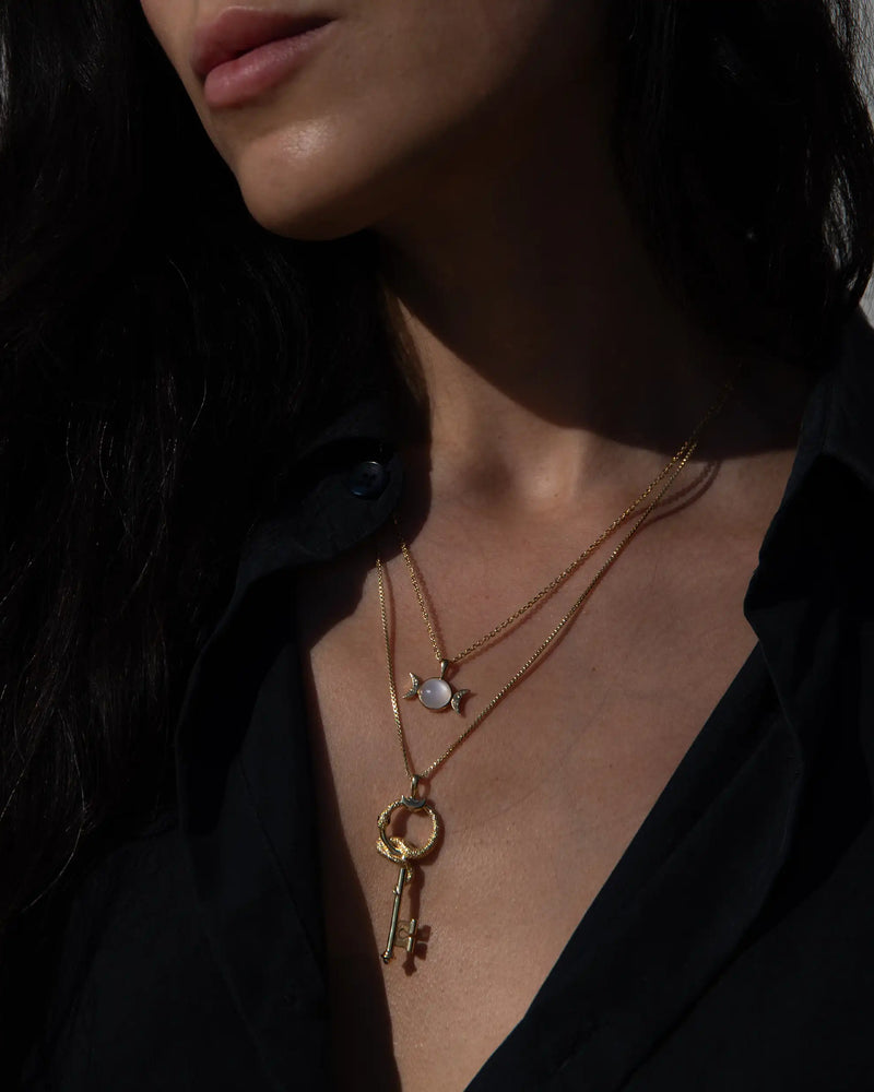 Awe Inspired Necklaces The Gate of Hades Key and Triple Moon Set