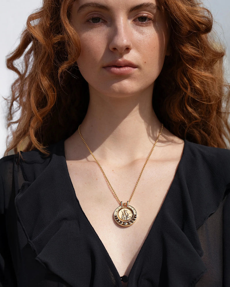 Awe Inspired Necklaces Tiger's Eye Moon Phase Halo Necklace