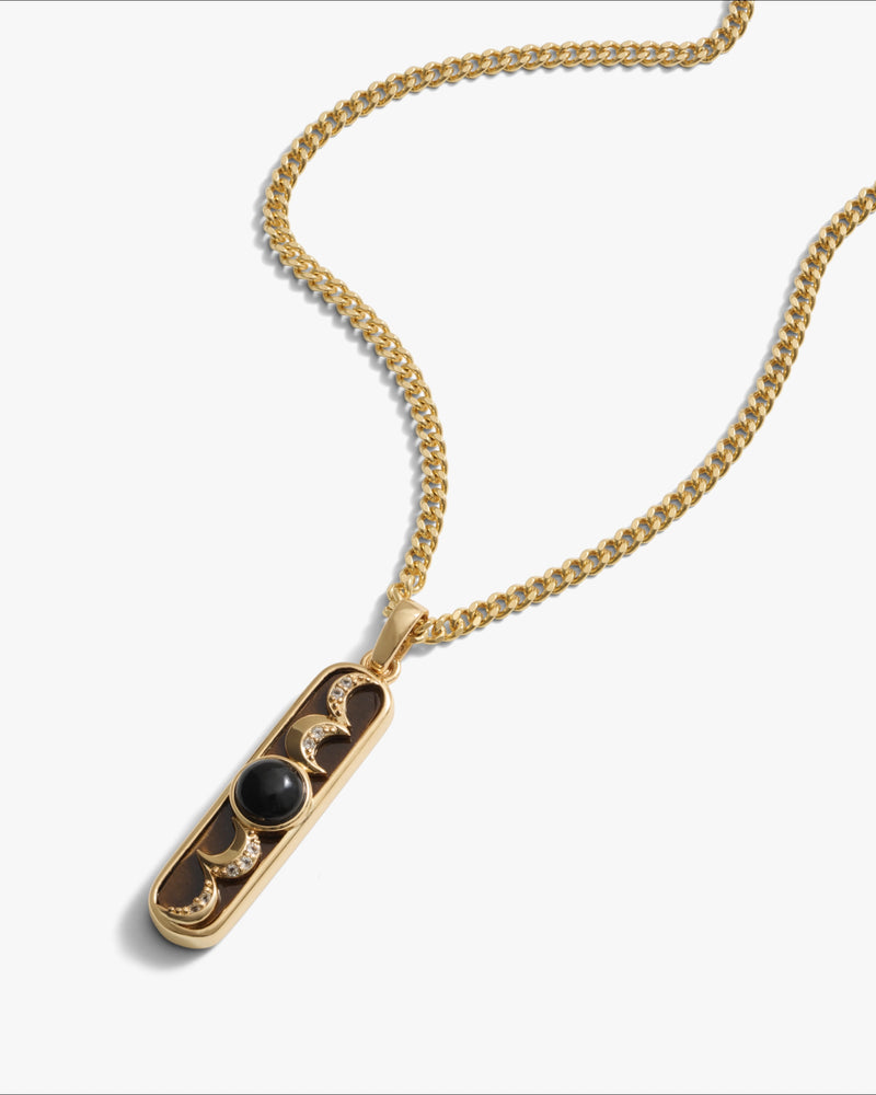 Awe Inspired Necklaces Tiger's Eye Moon Phase Necklace