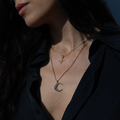 Awe Inspired Necklaces Twisted Moon and Gemstone Zodiac Set