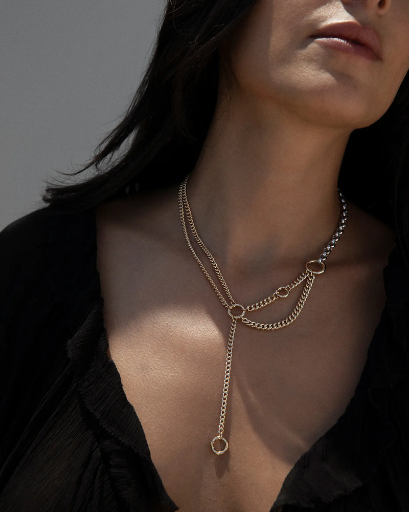 Awe Inspired Necklaces Two Tone / 16" Asymmetrical Charm Collector Necklace