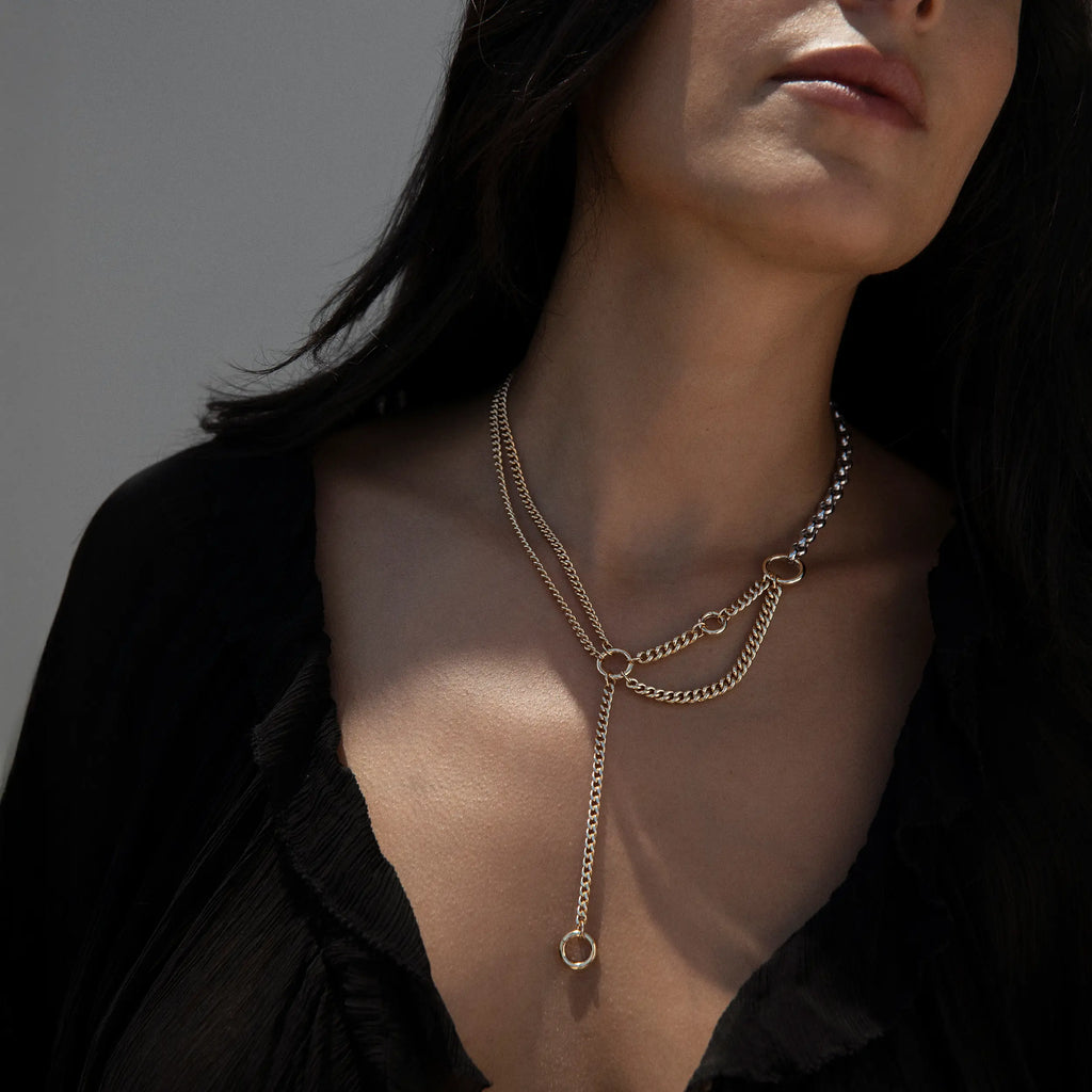 Awe Inspired Necklaces Two Tone / 16" Asymmetrical Charm Collector Necklace