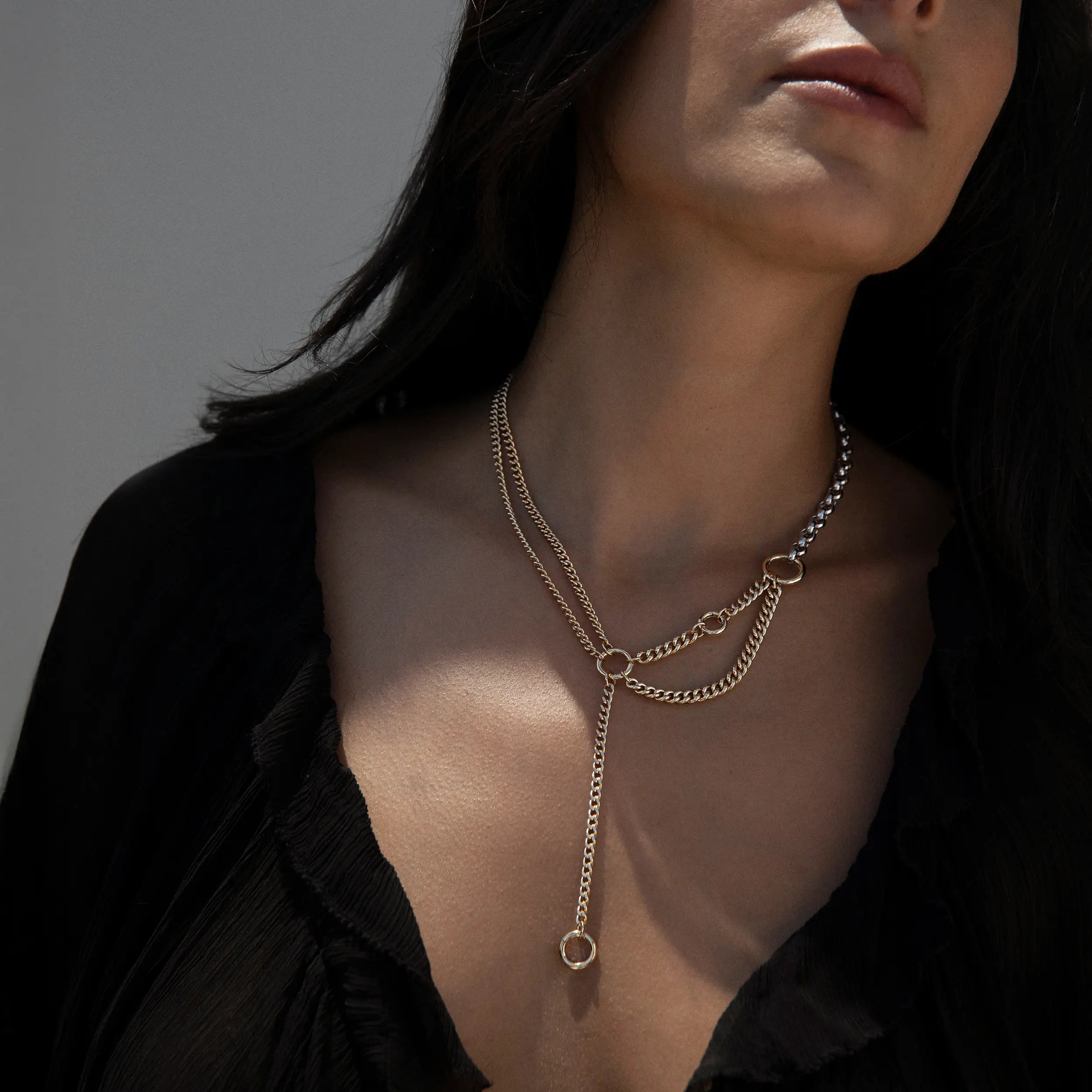 Awe Inspired Necklaces Two Tone / 16" Asymmetrical Charm Collector Necklace