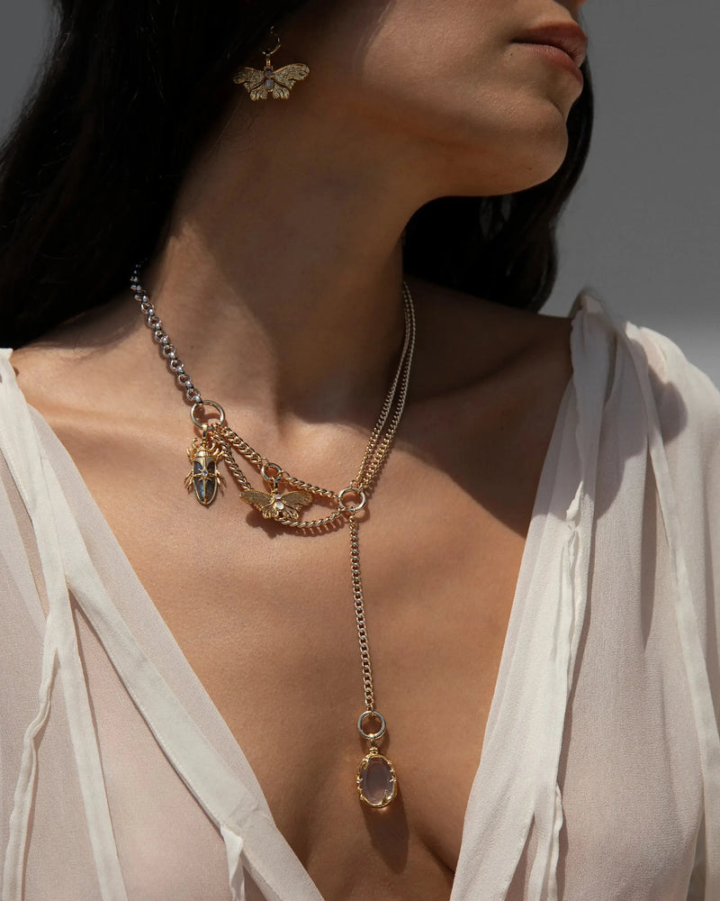 Awe Inspired Necklaces Two Tone / 16" Asymmetrical Charm Collector Necklace