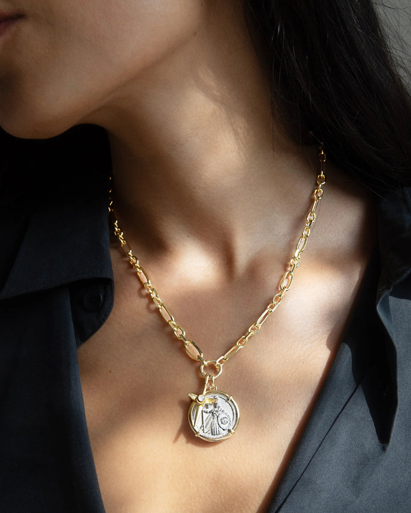 Awe Inspired Necklaces Two Toned Athena Statement Charm Collector Necklace