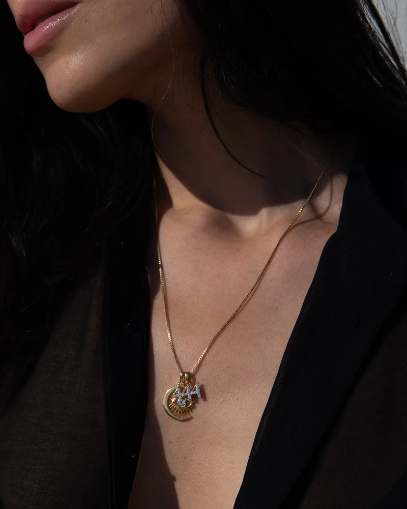 Awe Inspired Necklaces Watchful Moon Eye and Angel Number Set