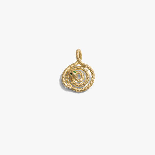 Awe Inspired Pendants 14K Gold Vermeil Mini Emerald Spiral Snake Coin