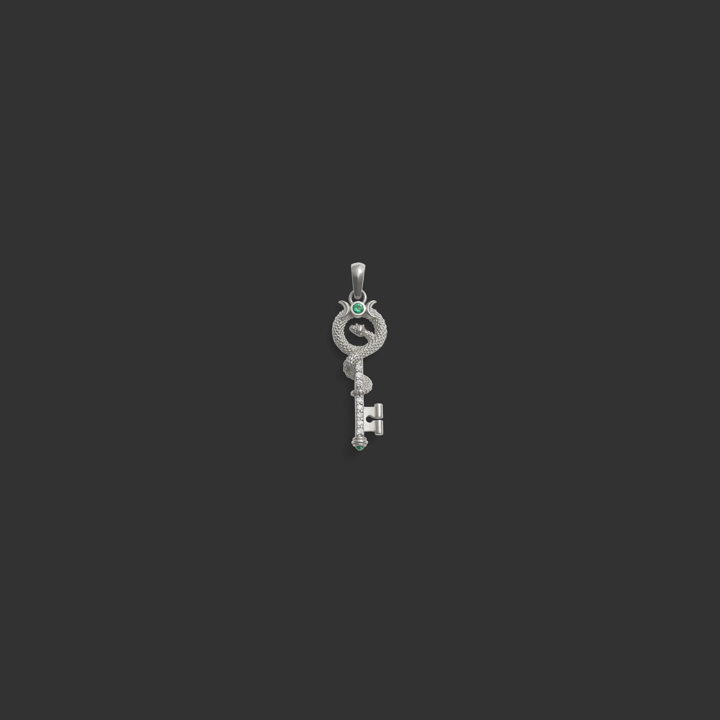 Awe Inspired  Pendants Emerald Key Amulet