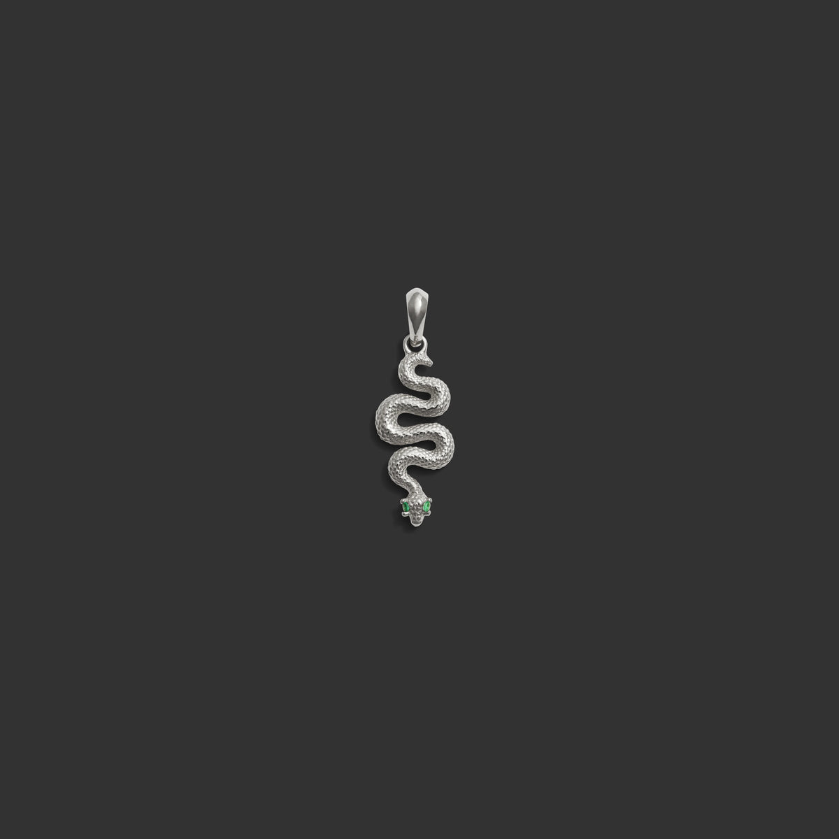 Awe Inspired Pendants 14K White Gold Emerald Snake Amulet