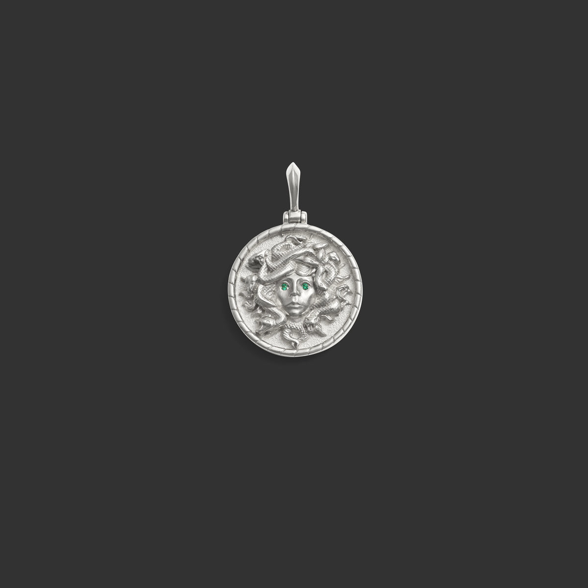 Awe Inspired Pendants 14K White Gold Medusa Pendant