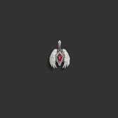 Awe Inspired Pendants 14K White Gold Ruby Wing Amulet