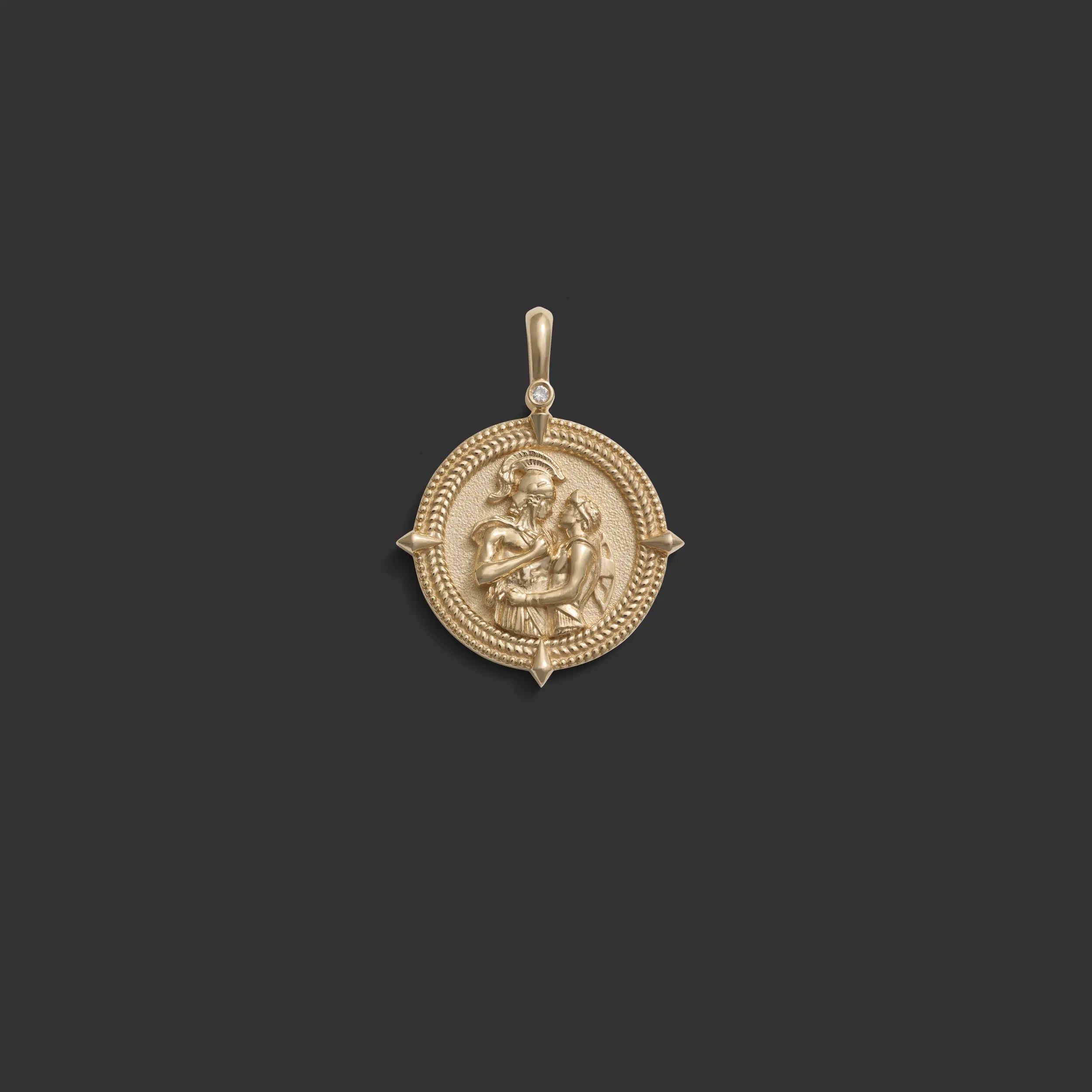 Awe Inspired Pendants 14k Yellow Gold Achilles & Patroclus Pendant