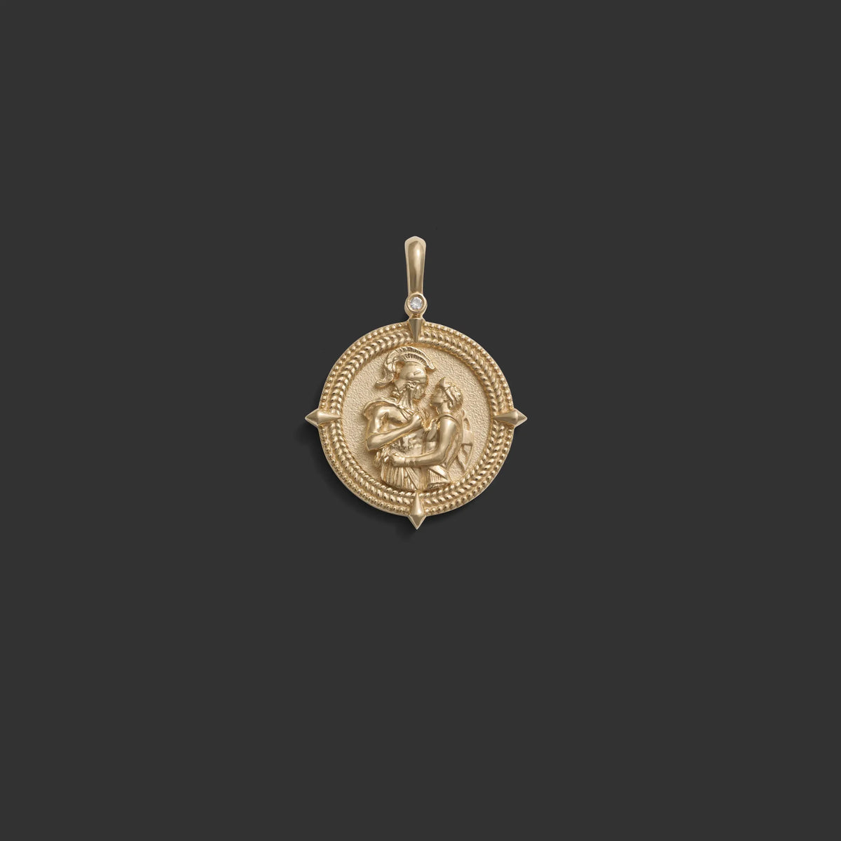 Awe Inspired Pendants 14k Yellow Gold Achilles & Patroclus Pendant