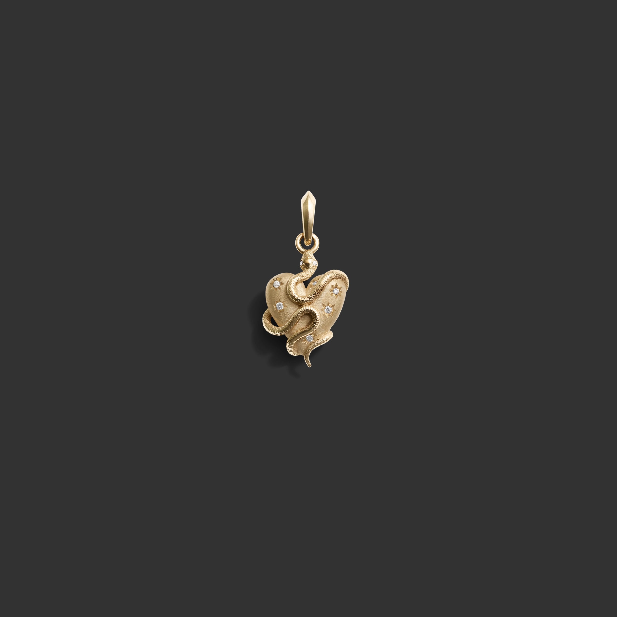 Awe Inspired Pendants 14K Yellow Gold Diamond Serpent Heart Pendant