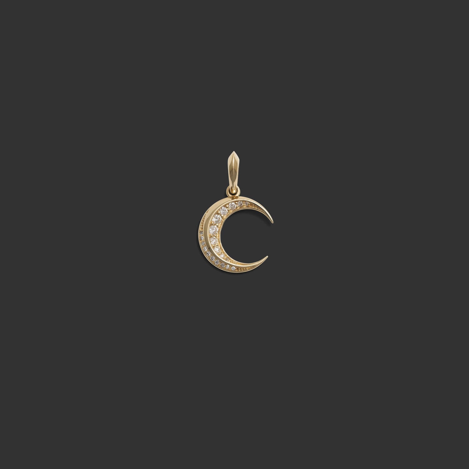 Awe Inspired Pendants 14k Yellow Gold Diamond Twisted Moon Amulet