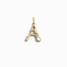 Awe Inspired's Gemstone Initial Pendant featuring a gold letter "A" adorned with bezel set gemstones, including pearls and diamonds, against a white background.