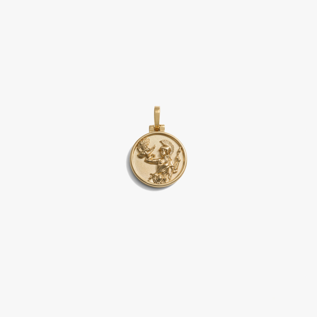 Awe Inspired Pendants 14K Yellow Gold Vermeil / Athena Mini Goddess Coin Pendant