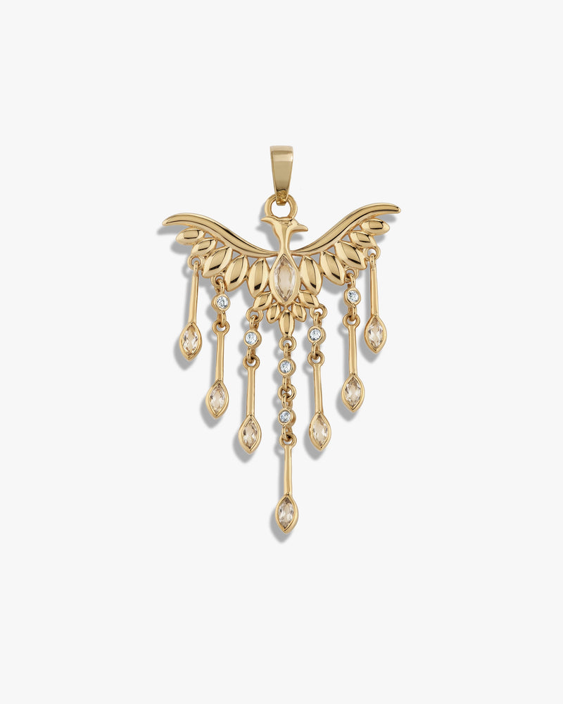 Awe Inspired Pendants 14K Yellow Gold Vermeil Chandelier Phoenix Pendant