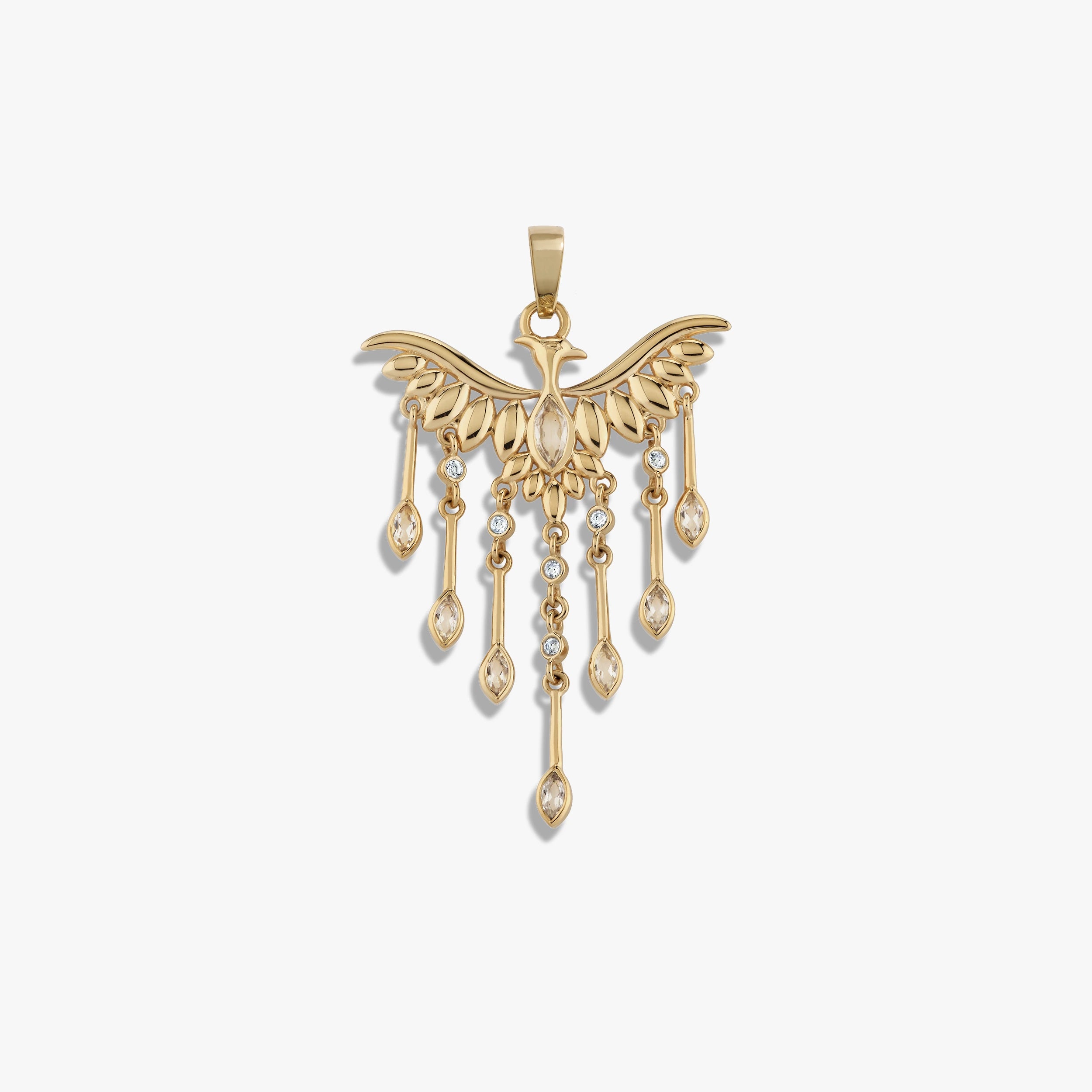 Awe Inspired Pendants 14K Yellow Gold Vermeil Chandelier Phoenix Pendant