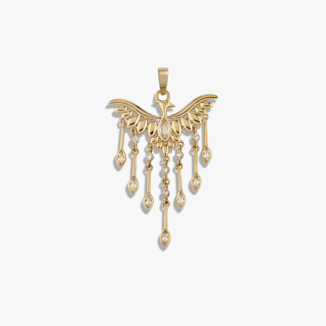 Awe Inspired Pendants 14K Yellow Gold Vermeil Chandelier Phoenix Pendant