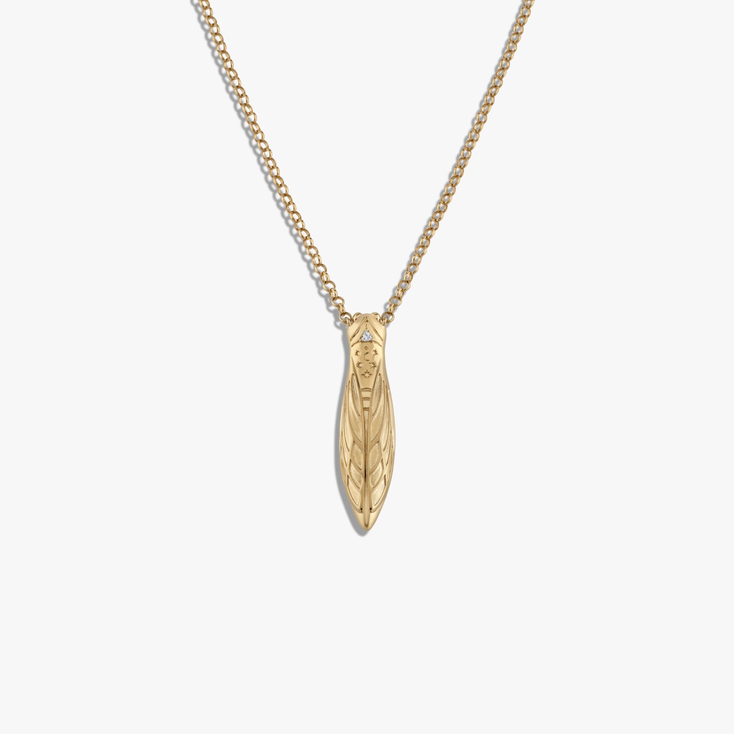 Awe Inspired Pendants 14K Yellow Gold Vermeil Cicada Flower Vessel Necklace