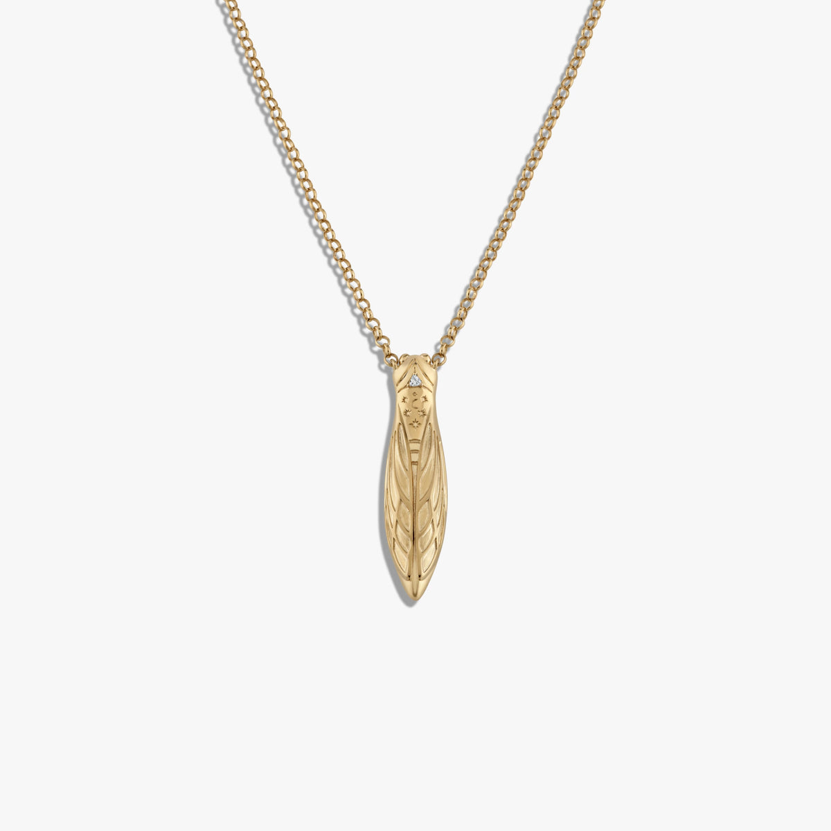 Awe Inspired Pendants 14K Yellow Gold Vermeil Cicada Flower Vessel Necklace