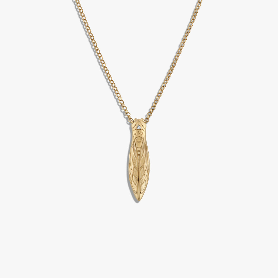 Awe Inspired Pendants 14K Yellow Gold Vermeil Cicada Flower Vessel Necklace