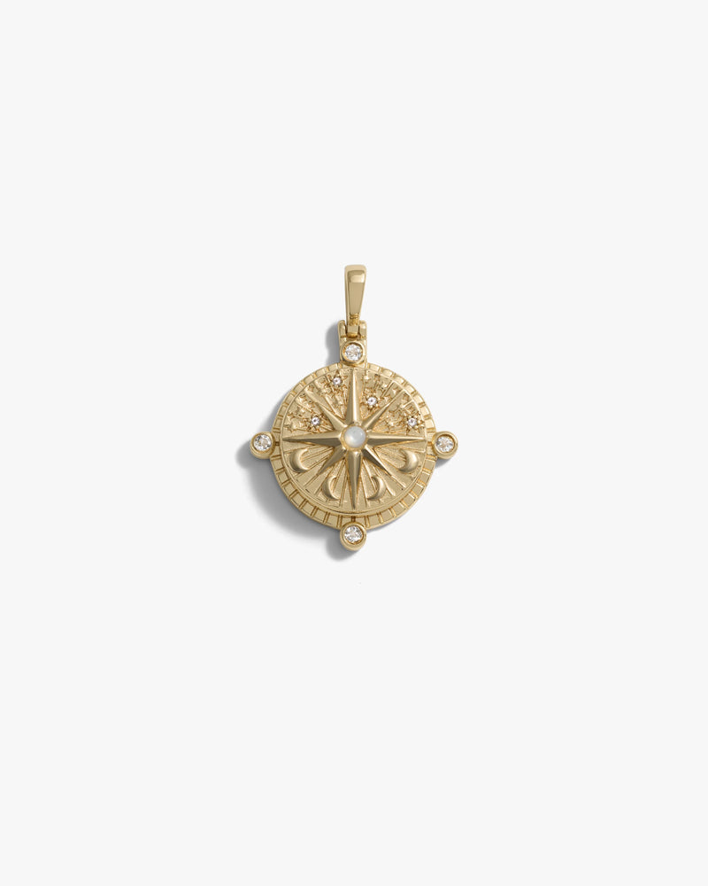 Awe Inspired Pendants 14K Yellow Gold Vermeil Compass Locket