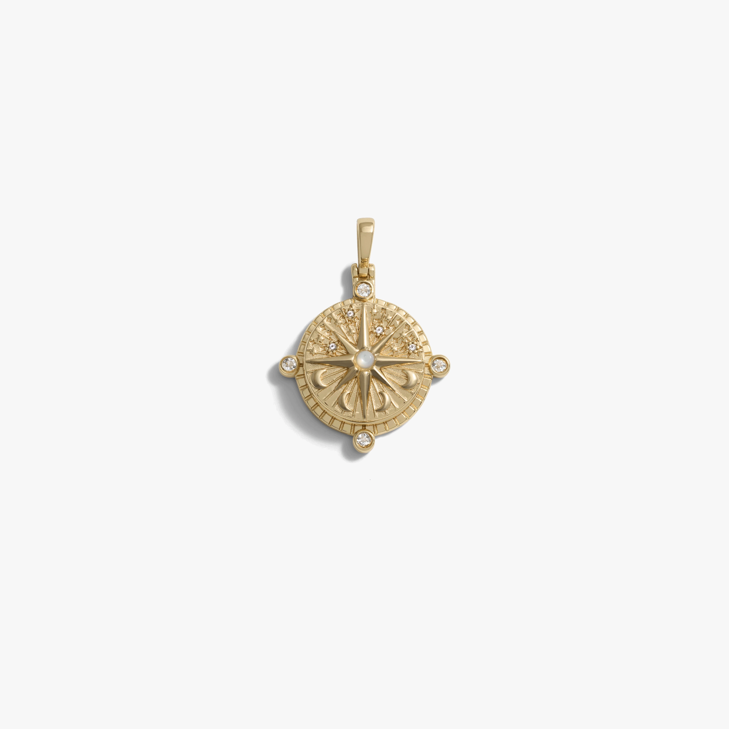 Awe Inspired Pendants 14K Yellow Gold Vermeil Compass Locket