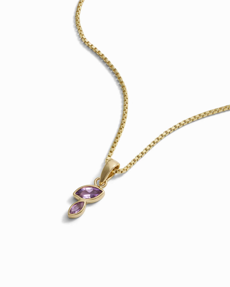 Awe Inspired Pendants 14K Yellow Gold Vermeil Double Marquise Amethyst Amulet