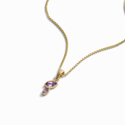 Awe Inspired Pendants 14K Yellow Gold Vermeil Double Marquise Amethyst Amulet