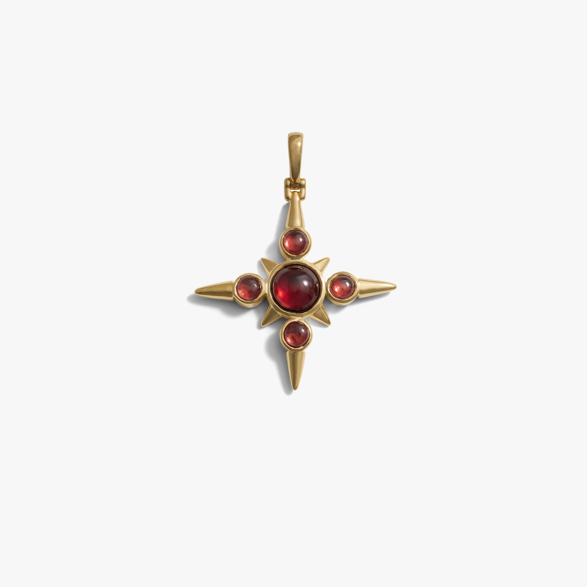 Awe Inspired Pendants 14K Yellow Gold Vermeil / Garnet Maltese Cross Pendant