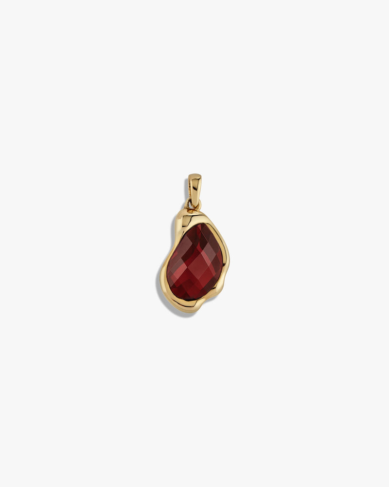Awe Inspired Pendants 14K Yellow Gold Vermeil / Garnet Molten Gemstone Teardrop Pendant