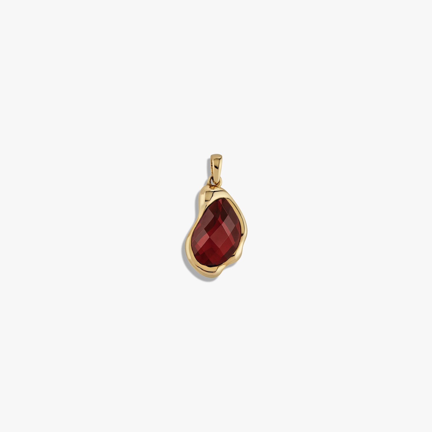 Awe Inspired Pendants 14K Yellow Gold Vermeil / Garnet Molten Gemstone Teardrop Pendant