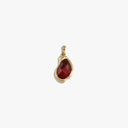 Awe Inspired Pendants 14K Yellow Gold Vermeil / Garnet Molten Gemstone Teardrop Pendant