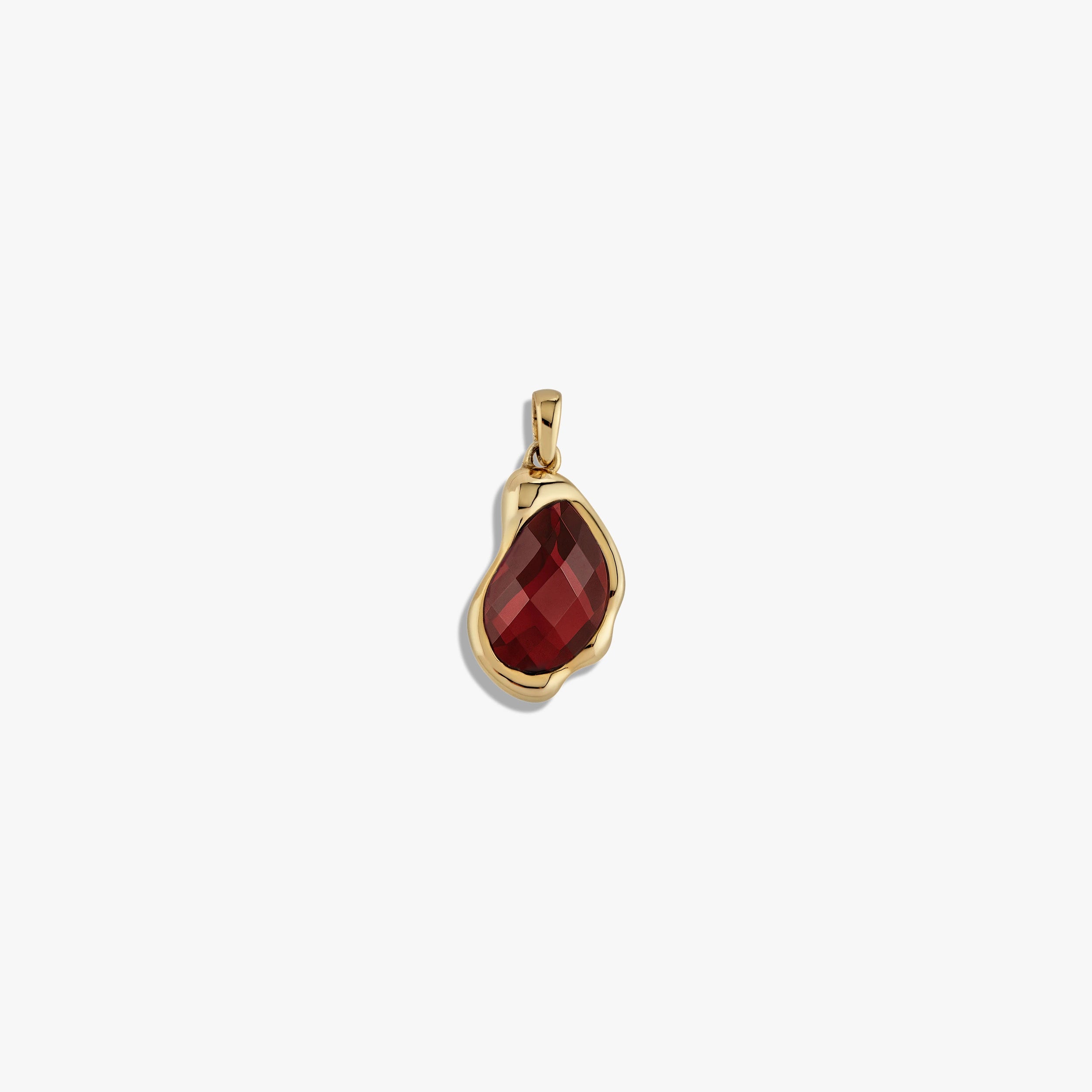 Awe Inspired Pendants 14K Yellow Gold Vermeil / Garnet Molten Gemstone Teardrop Pendant