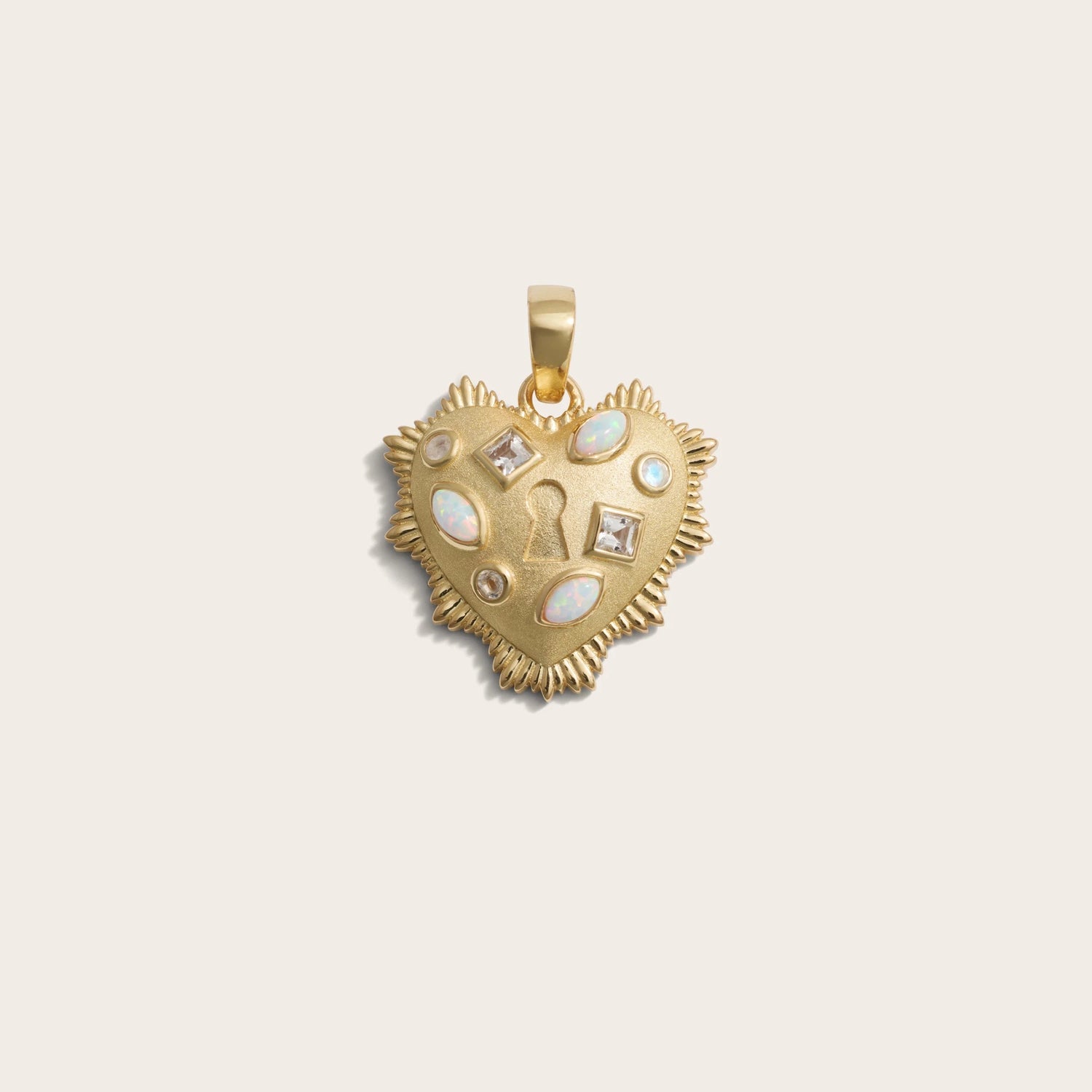 Awe Inspired Pendants 14K Yellow Gold Vermeil Gemstone Locked Radiant Heart Pendant