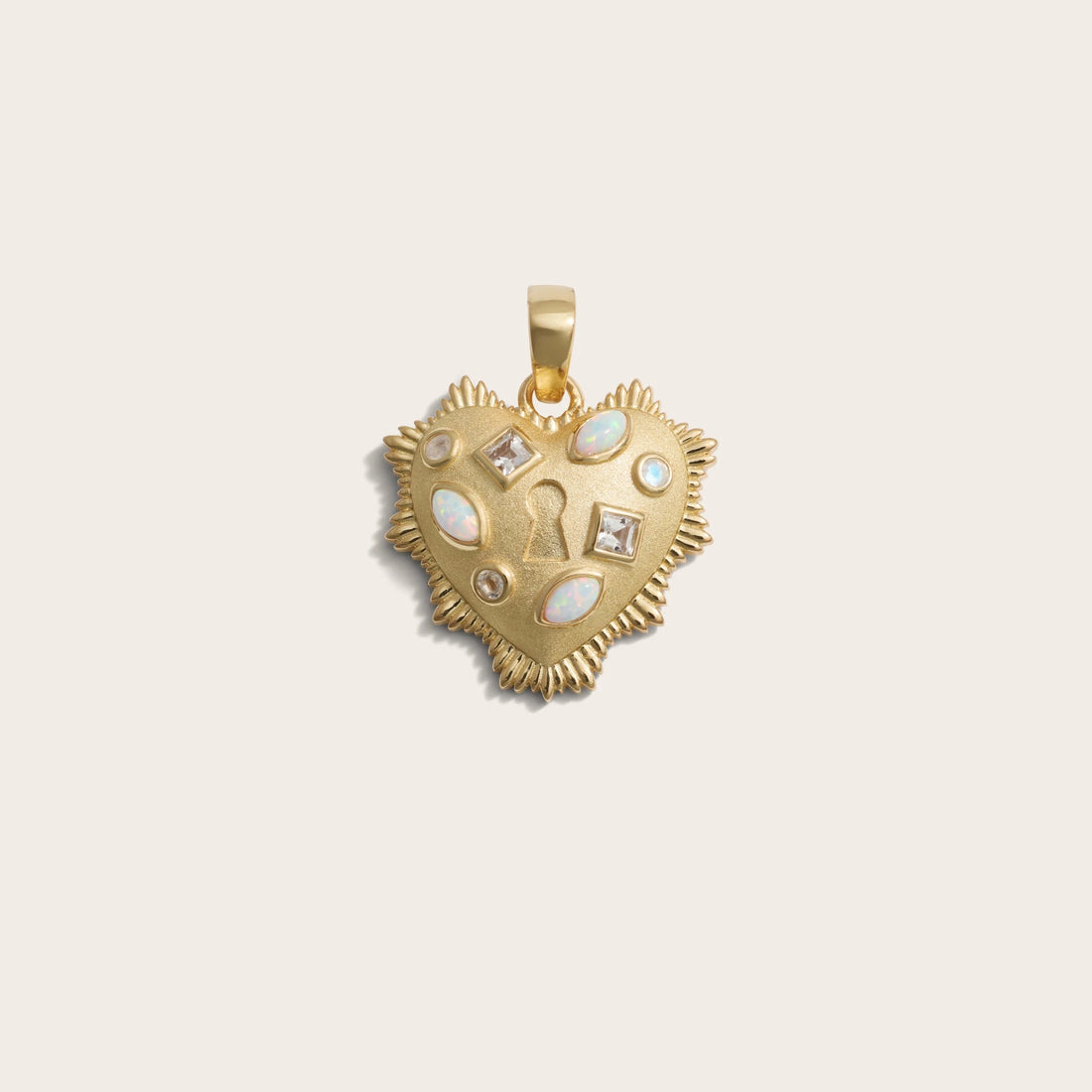 Awe Inspired Pendants 14K Yellow Gold Vermeil Gemstone Locked Radiant Heart Pendant