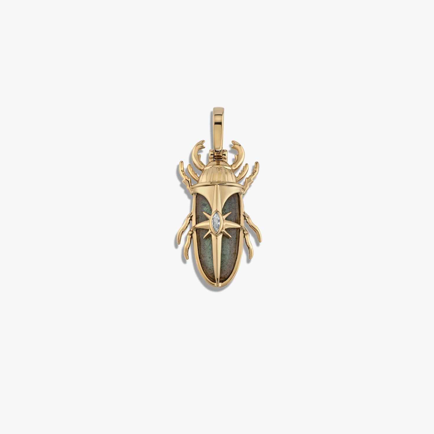Awe Inspired Pendants 14K Yellow Gold Vermeil Labradorite Beetle Pendant