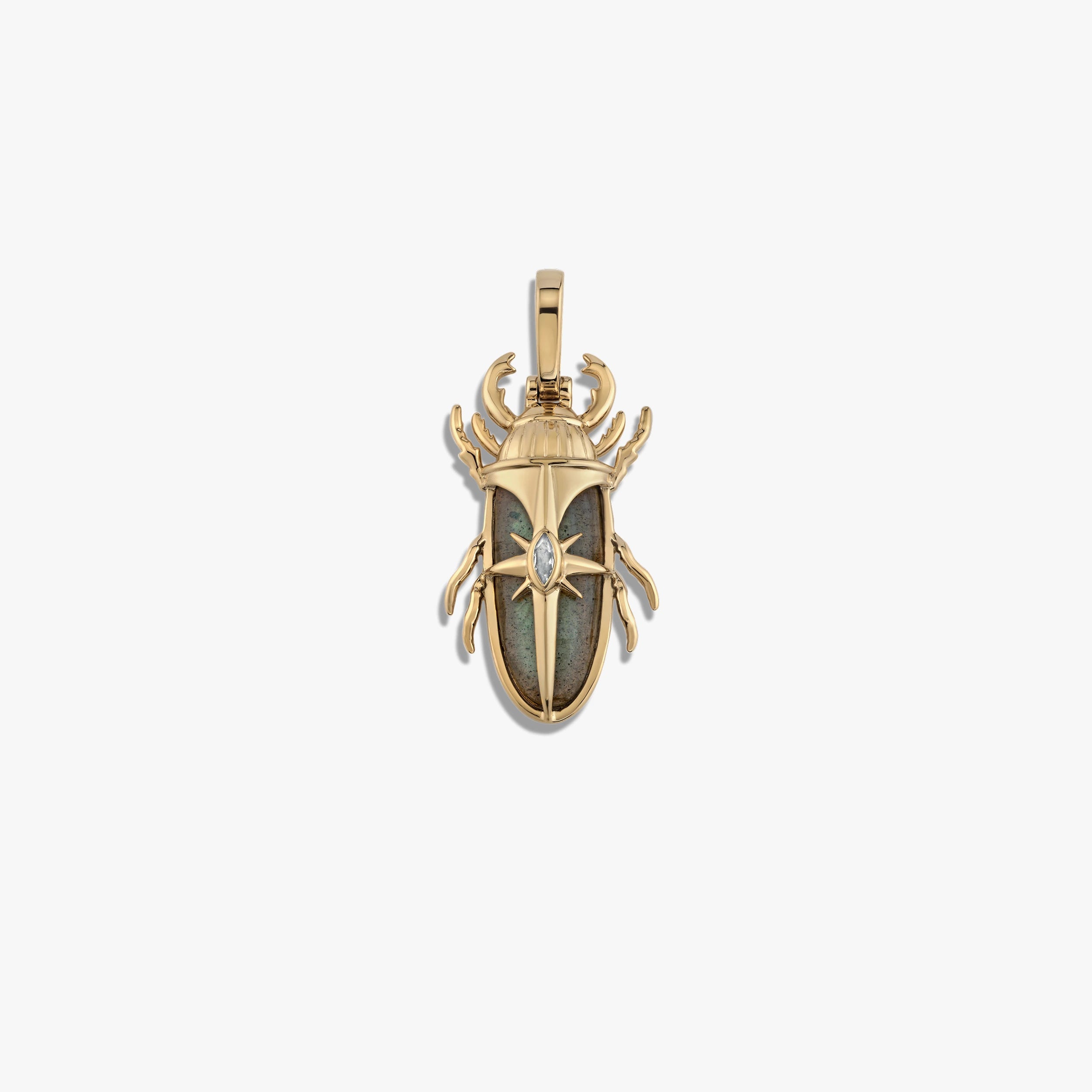 Awe Inspired Pendants 14K Yellow Gold Vermeil Labradorite Beetle Pendant