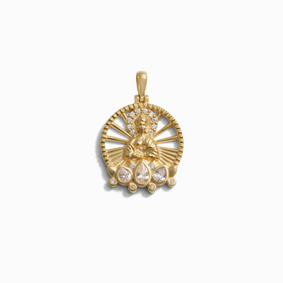 Awe Inspired Pendants 14K Yellow Gold Vermeil Lady Buddha Goddess Pendant